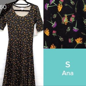 LuLaRoe S Ana maxi dress NWT black floral